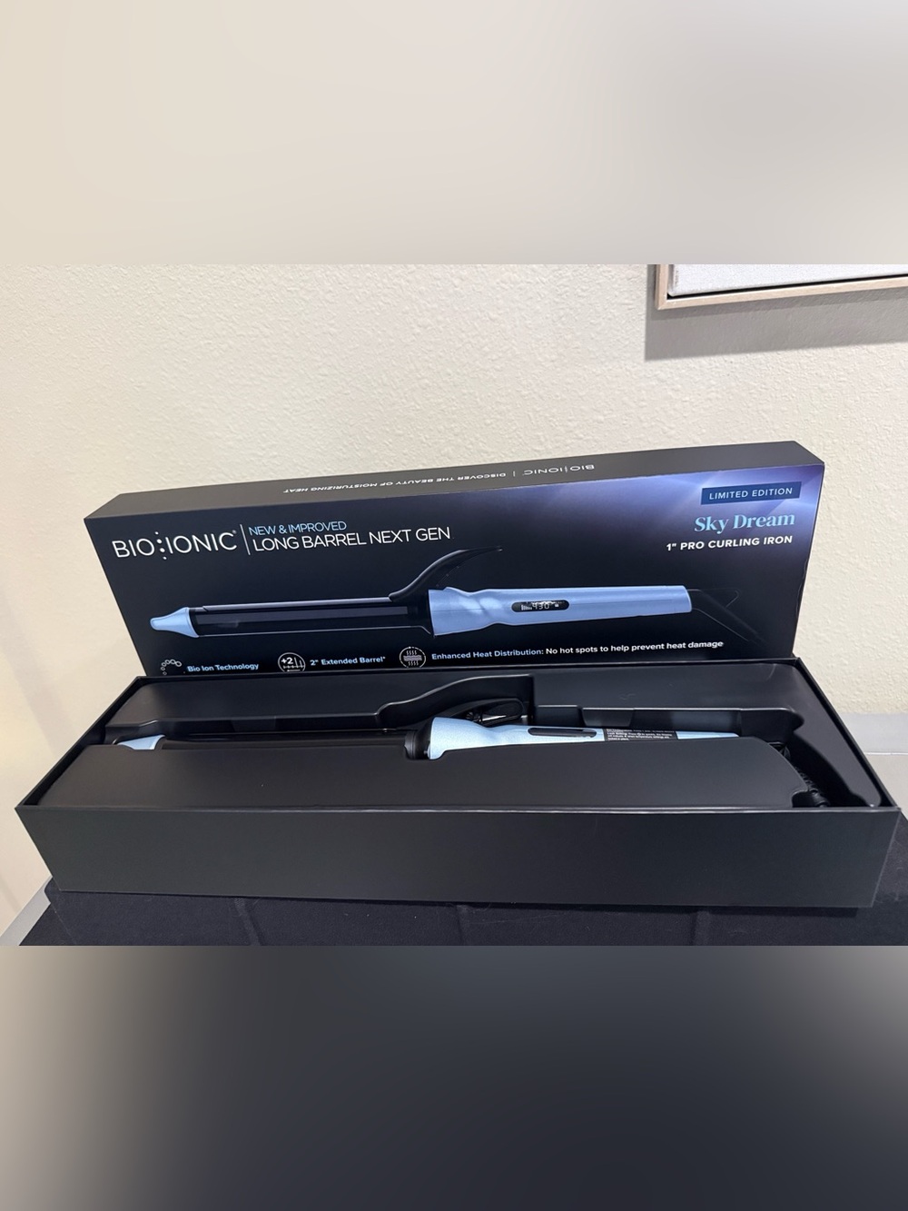 Bio Ionic Long Barrel Next Gen Pro Curling Iron 1" Sky Dream Limited Edition NIB